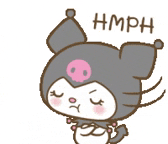 a cartoon character with a pink nose and a skull on her head is looking angry .