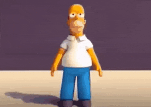 a 3d model of homer simpson from the simpsons is standing on a table .