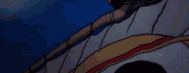 a close up of a cartoon character 's face with a hat on it .