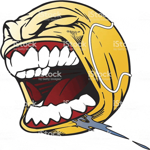 a cartoon illustration of a screaming smiley face with a lightning bolt coming out of it 's mouth