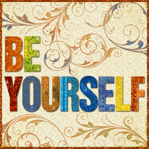 a colorful poster that says be yourself on it