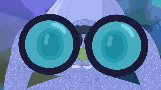 a close up of a cartoon character wearing glasses