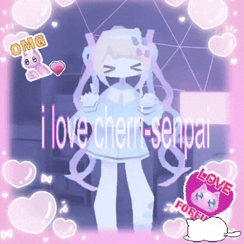 a picture of a girl with the words i love cherry senpai on it