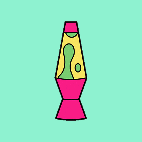 a colorful drawing of a lava lamp with a green liquid inside