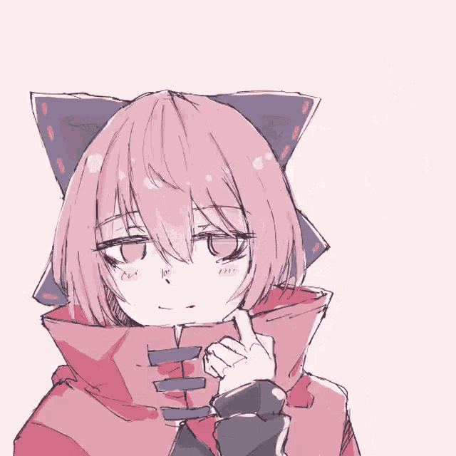 a drawing of a girl with a cat ear and a letter m on the bottom