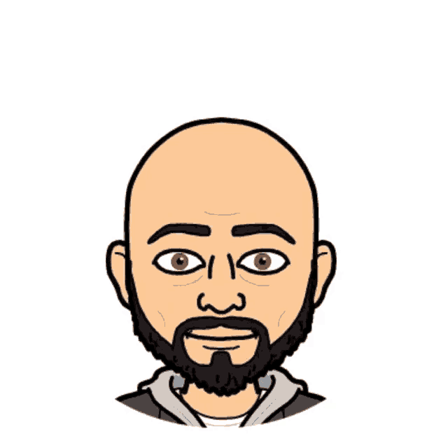 a cartoon of a bald man with a beard is crying with tears running down his face .