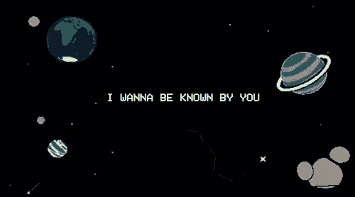 a pixel art of planets and stars with the words i wanna be known by you