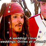 7. You Go To A Lot Of Weddings. GIF - Pirate Johnny Depp Drinks All Around GIFs