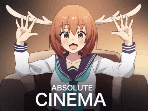 a poster for absolute cinema with a girl with antlers on her head