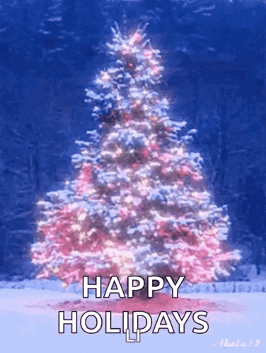 a picture of a christmas tree with the words happy holidays written below it