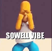 homer simpson is covering his face with his hands and the words `` sowell vibe '' written on the bottom .