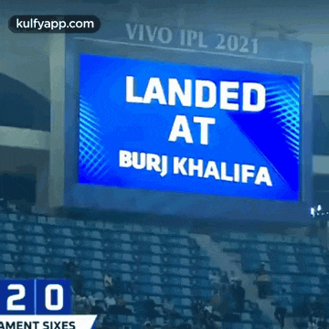 a blue sign that says ' landed at burj khalifa '