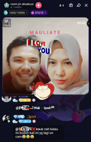 a man and a woman are on a screen with the words mauliate i love you