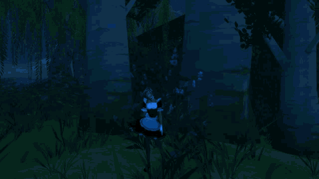 a woman in a maid outfit is standing in the dark