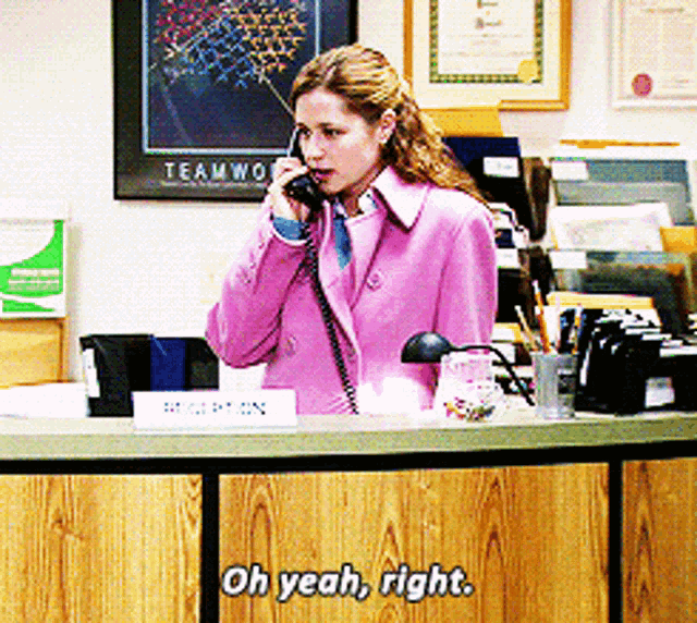 The Office Pam Beesly GIF - The Office Pam Beesly Oh Yeah Right GIFs