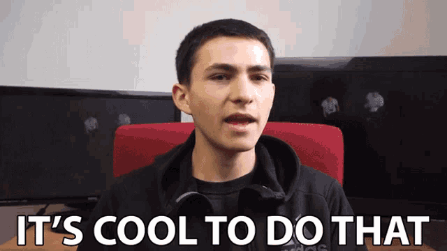a man says it 's cool to do that while sitting in a chair
