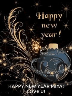 a happy new year greeting card with a christmas ornament