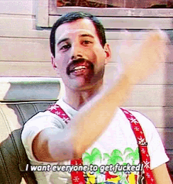 a man with a mustache says i want everyone to get fucked