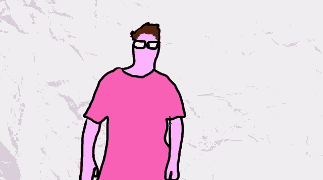a drawing of a man in a pink shirt dabs