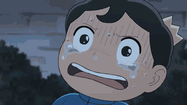a cartoon of a boy with a crown on his head crying