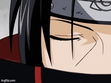 a close up of itachi uchiha 's face with his eyes closed