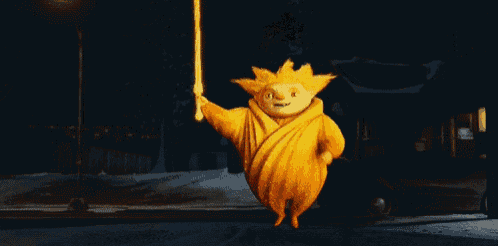a cartoon character is holding a torch in his hands