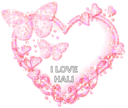 a pink heart with the words i love hali written on it
