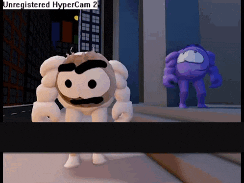 two cartoon characters are standing next to each other with the words " unregistered hypercam 2 " above them