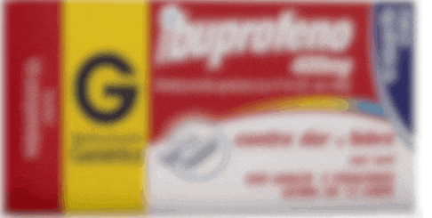 a blurred image of a box of ibuprofen tablets