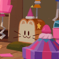 a piece of bread with a cat face on it