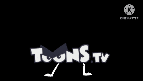a cartoon character with arms and legs is standing in front of a toons tv logo .