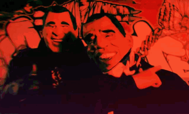 a man with a mask on his face is standing next to another man