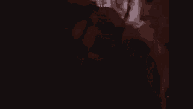 a close up of a person 's face in a dark room with a skull in the background .