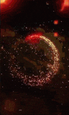 a computer generated image of a fire with the letters aoh on the bottom