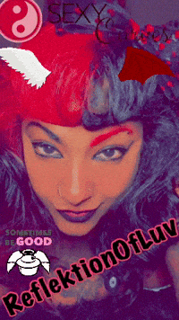 a picture of a woman with the words reflection of luv on the bottom