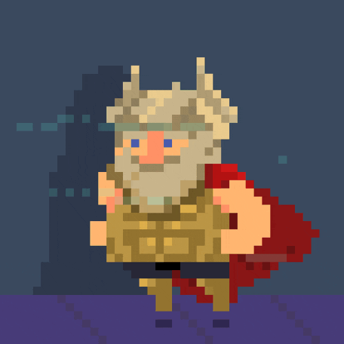 a pixel art drawing of a man with a beard