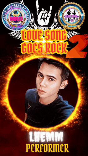 a poster that says love song goes rock with a picture of a man