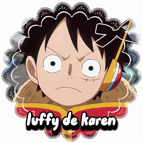 a picture of luffy from one piece with the name luffy de karen below it