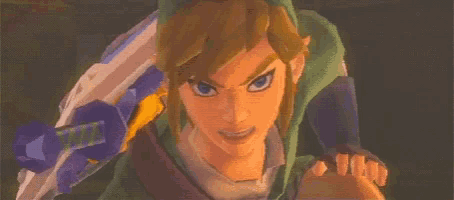 a video game character with a sword and shield