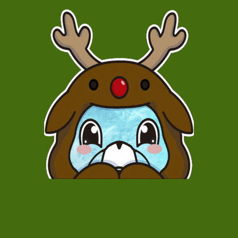 a reindeer with antlers and a red nose