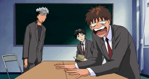 a man in a suit and tie is sitting at a table with other men
