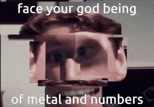 a picture of a man with the words face your god being of metal and numbers on the bottom
