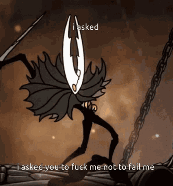a cartoon character with the words i asked you to fuck me not to fail me on the bottom