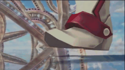 a computer generated image of a person 's foot in a red and white shoe