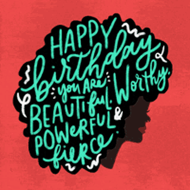 a birthday card with a silhouette of a woman and the words " happy birthday you are beautiful and powerful fierce "