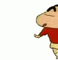 a cartoon character is standing on one leg and wearing a red shirt and a white skirt .