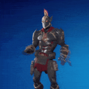 a knight with a red eye and a flame on his head