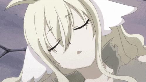 a close up of a anime girl with her eyes closed
