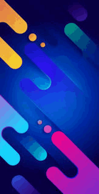 a colorful background with lines and circles on a dark blue background