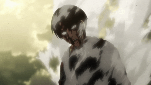 a man in a white shirt is covered in black and white smoke
